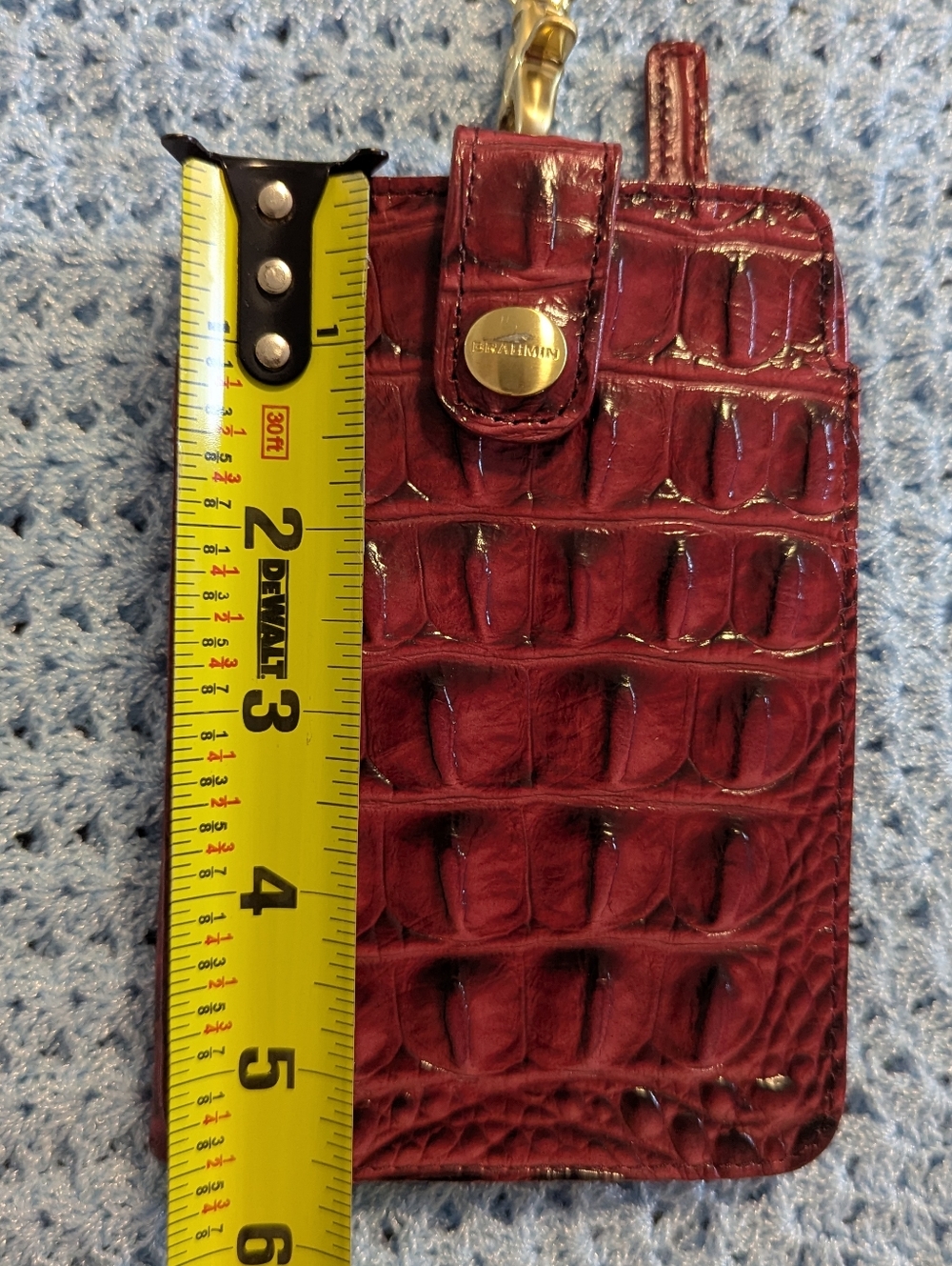 Brahmin Vintage Cell Phone Wallet Red Wine Melbourne Leather Crocodile EUC - Picture 13 of 14